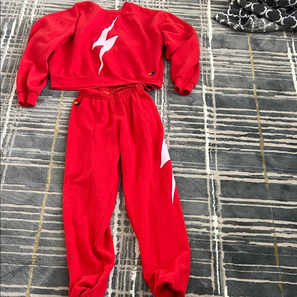 Aviator Nation Red Sweatshirt and Pants Set
